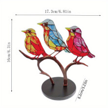 (1PCS-D, Acrylic) Novas flores e pássaros ornamentos decoração para casa metal criativo cor artesanato
