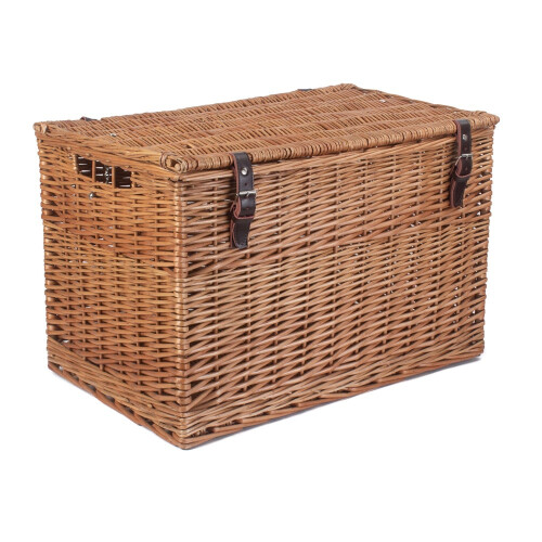 (White) 60cm Double Steamed Wicker Storage Basket 2