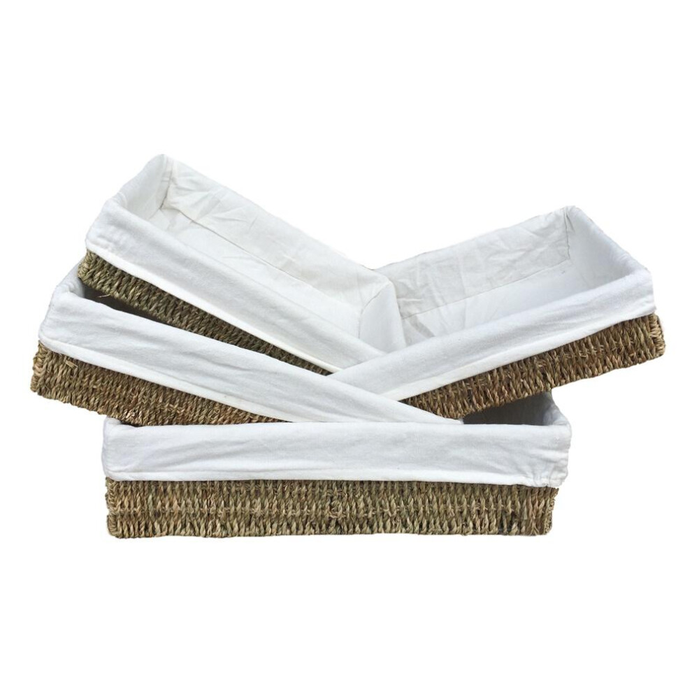 (Extra Large) Lined Rectangular Seagrass Serving Tray