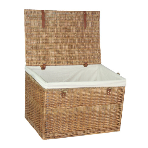 (White) Large Light Steamed Wicker Storage Basket 2
