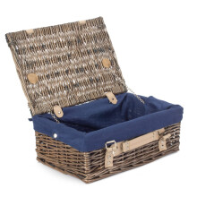 (Black Lining) 36cm Double Steamed Willow Wicker Picnic Basket