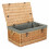 (Navy) 62cm Roped Handled Buff Willow Wicker Picnic Basket 1