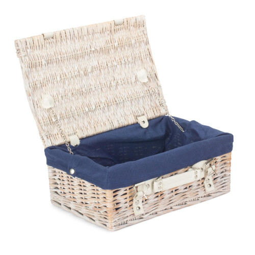 (Red) 36cm White Wash Willow Wicker Picnic Basket
