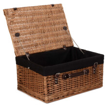 (Red Lining) 51cm Double Steamed Willow Wicker Picnic Basket