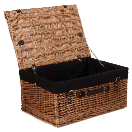 (Grey) 51cm Double Steamed Willow Wicker Picnic Basket 1