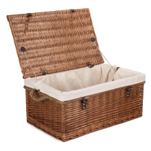 (Blue) 61cm Double Steamed Rope Handled Trunk with White Lining