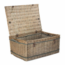 (Black Lining) 72cm Antique Wash Rope Handled Picnic Basket