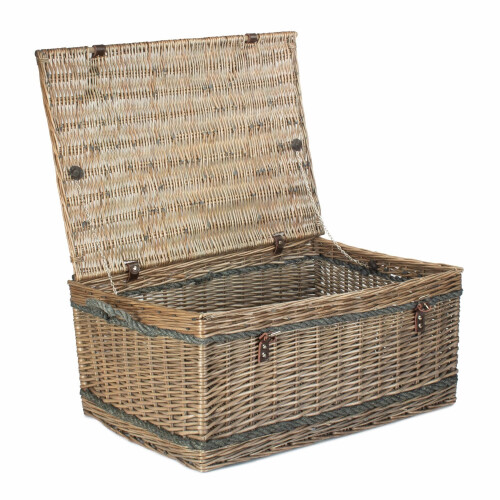 (Unlined) 72cm Antique Wash Rope Handled Picnic Basket 1