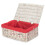 (Red) 35cm Whitewash Willow Wicker Picnic Basket 1