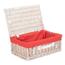 (Unlined) 45cm White Wash Willow Wicker Picnic Basket