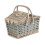 Poplar Antique Wash Swing Handle Picnic Basket 1