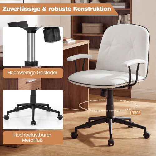 Chaise de bureau ergonomique, similicuir, blanche, réglable 2