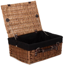 (Grey) 40cm Double Steamed Wicker Picnic Basket