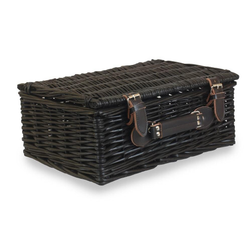 Black Painted Willow Picnic Basket