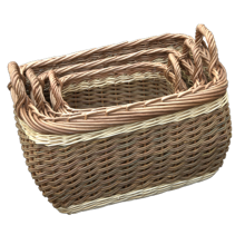Set of 3 Three Tone Wicker Storage Baskets