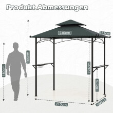 Grillpaviljoen met dubbel dak en planken, 240x151 cm, grijs