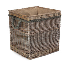 Square Rope Handled Wicker Log Basket