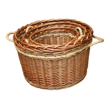 Set of 3 Buff Rope Handled Wicker Log Basket