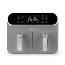 Swan Retro Dual Basket Air Fryer with Swan Cyclone Technology, Adjustable Temperature, 8L, 1700W, Grey, SD10519GR