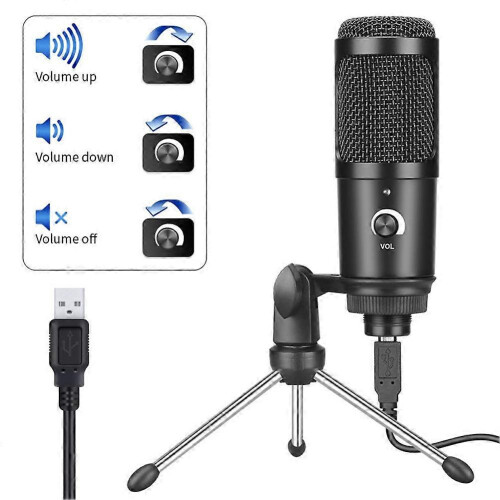 Microfono a condensatore USB professionale per studio di registrazione, computer e laptop, con treppiede._M 1