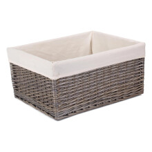 (Grey) Jumbo Antique Wash Wicker Storage Basket