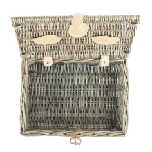 30cm Antique Wash Split Willow Wicker Picnic Basket