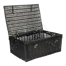 67cm Black Wicker Rope Handled Picnic Basket