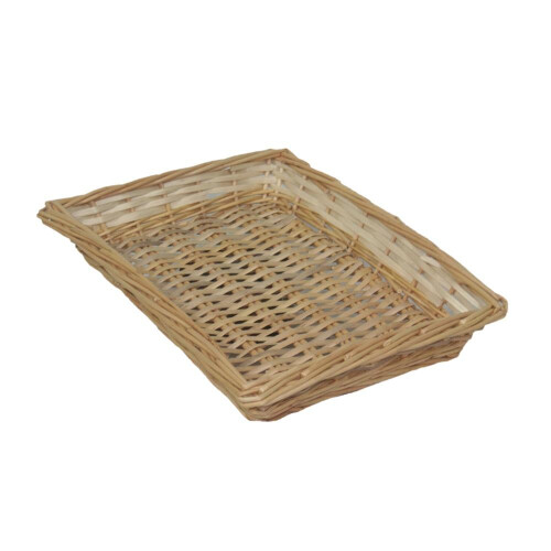 (Red Checked) Flat Rectangular Wicker Tray 2