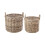 Set of 2 Grey Rattan Round Log Baskets 1