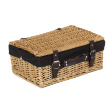 (White Lining) 36cm Buff Willow Wicker Picnic Basket