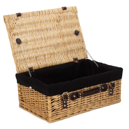 (Grey) 46cm Buff Willow Wicker Picnic Basket 2