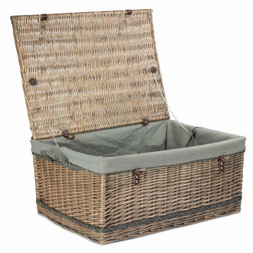 (Unlined) 72cm Antique Wash Rope Handled Picnic Basket 2
