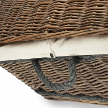 (White Lining) 72cm Antique Wash Rope Handled Picnic Basket