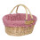 (Red Checked) Small Swing Handle Wicker Shopping Basket 1