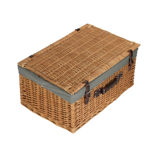 (Black) 62cm Buff Willow Wicker Picnic Basket