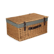 (White) 62cm Buff Willow Wicker Picnic Basket