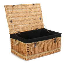 (Unlined) 62cm Roped Handled Buff Willow Wicker Picnic Basket