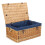(Navy) 62cm Roped Handled Buff Willow Wicker Picnic Basket 7