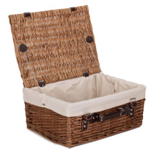 (White Lining) 40cm Double Steamed Wicker Picnic Basket