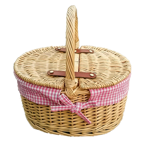 (Blue) Childs Wicker Shopping Basket with Lining 2