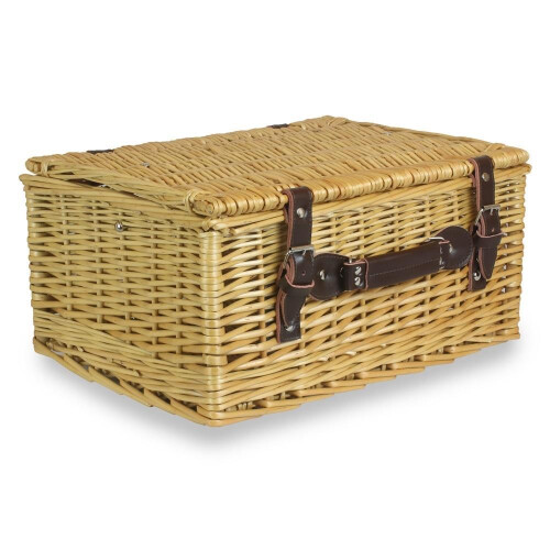 (Unlined) 41cm Buff Willow Wicker Picnic Basket 2