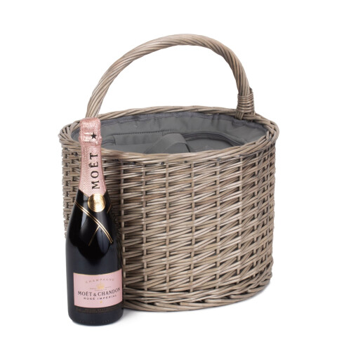 Wicker Round Grey Chiller Picnic Basket 2
