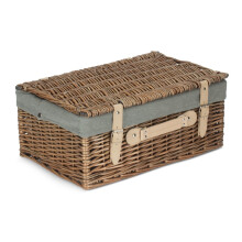 (Black) 46cm Antique Wash Wicker Picnic Basket with Cotton Lining