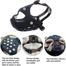 Bozal para perros de hocico corto, bozal de silicona suave para morder y masticar, ideal para perros agresivos de cara chata._M