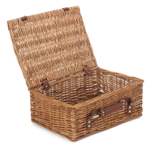 (White) 35cm Light Steamed Wicker Picnic Basket 1