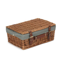 (Blue) 35cm Light Steamed Wicker Picnic Basket