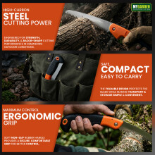 Folding Pruning Saw Foldable Tree Saw with Carbon Steel Blade NonSlip Rubber Handle Compact Handheld Folding Cutter for Gardening Camping Wood Cutting