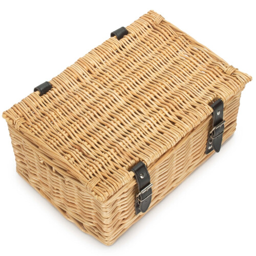 (Black) 36cm Buff Wicker Empty Picnic Basket 2