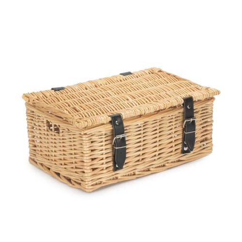 (Grey) 36cm Buff Wicker Empty Picnic Basket