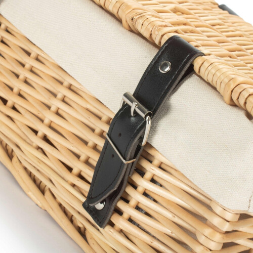 (White) 36cm Buff Wicker Empty Picnic Basket